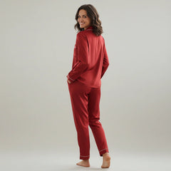 Premium Silk Pajama Suit - Red Wine