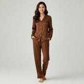 Premium Silk Pajama Suit - Brown