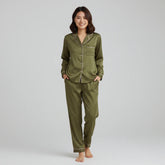 Premium Silk Pajama Suit - Olive