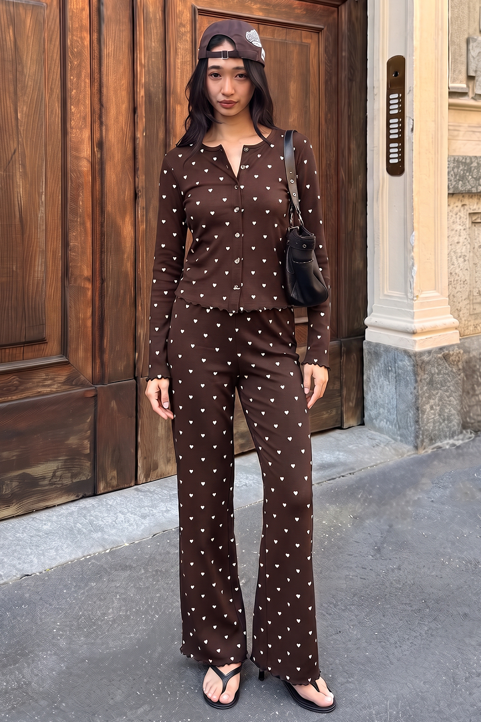 DOWNTOWN - Ivory Dream Set (Heart Printed) - Mocha