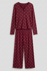 DOWNTOWN - Ivory Dream Set (Heart Printed) - Maroon