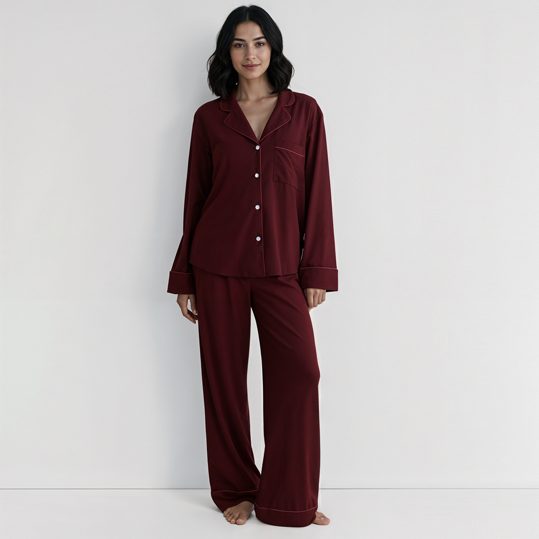 Cloud Pajama Set - Maroon