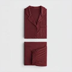 Cloud Pajama Set - Deep Red