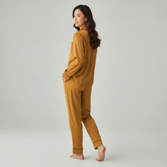 Premium Silk Pajama Suit - Camel