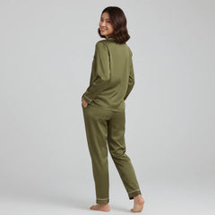 Premium Silk Pajama Suit - Olive