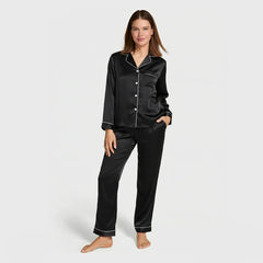 Premium Silk Pajama Suit - Black