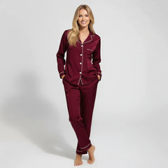 Premium Silk Pajama Suit - Maroon