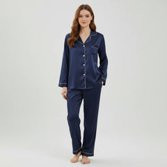 Premium Silk Pajama Suit - Blue