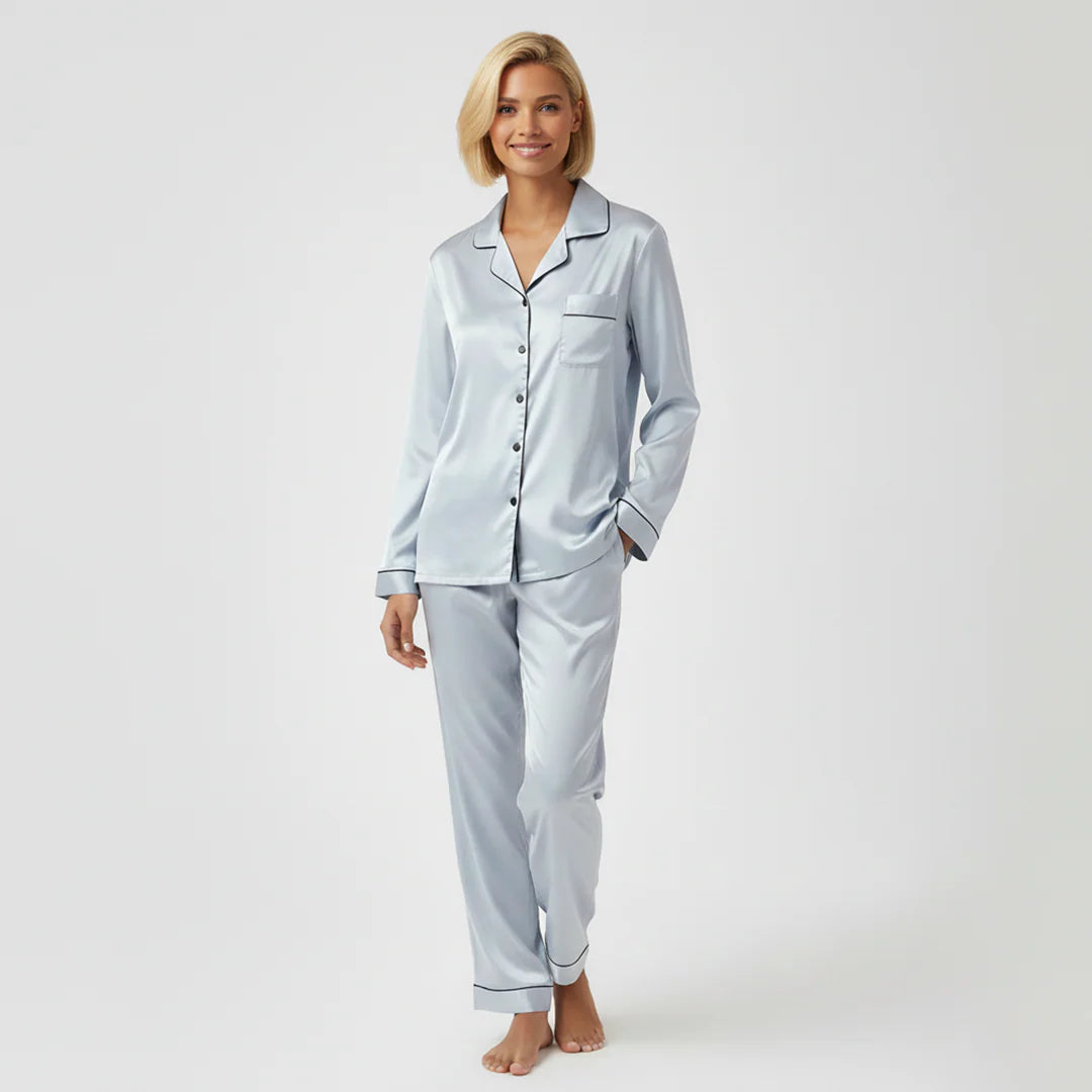 Premium Silk Pajama Suit - Grey