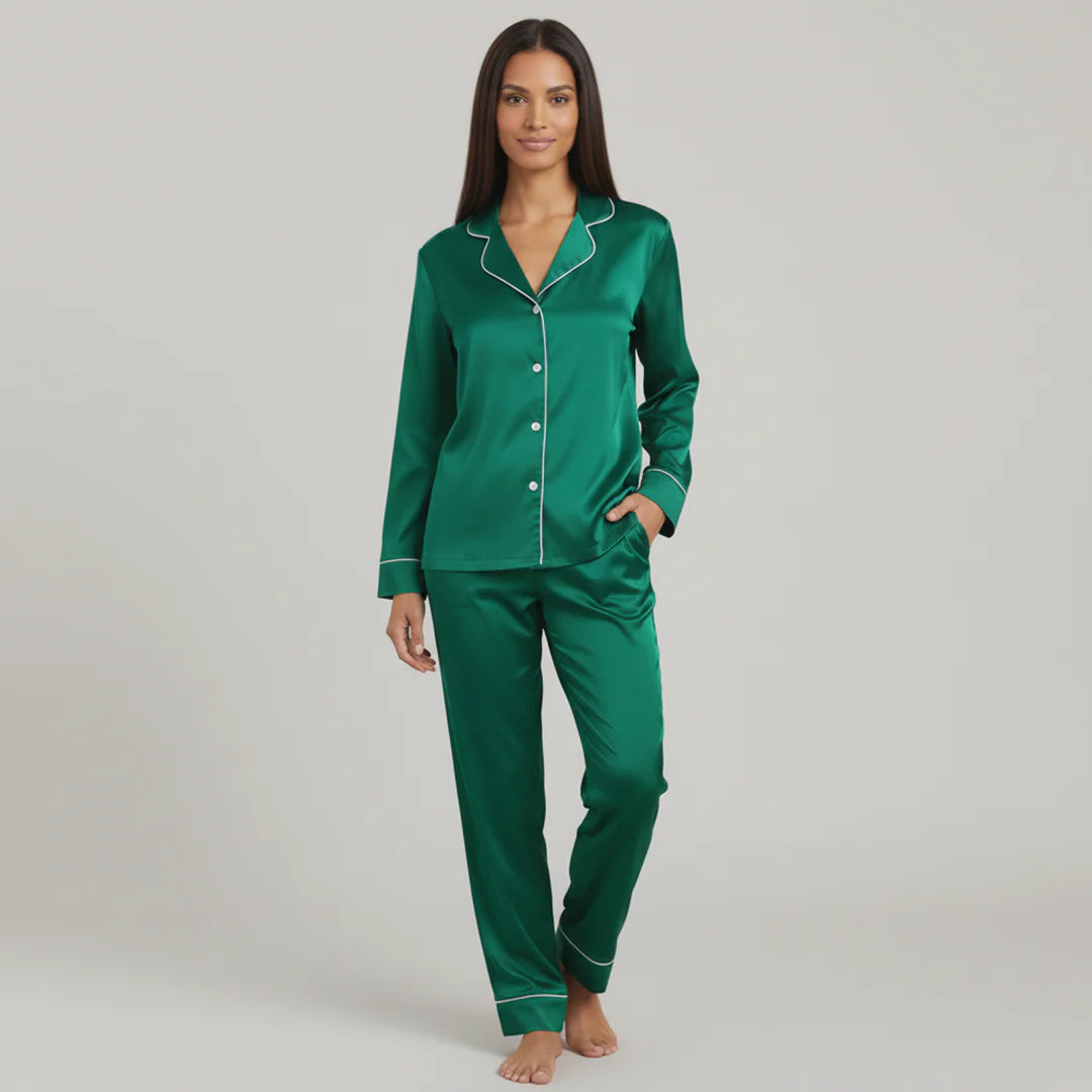 Premium Silk Pajama Suit - Green